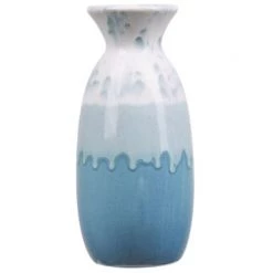 Beliani Vases Vase Décoratif Blanc Et Bleu 25 Cm