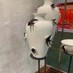 Mathi Design Vases Vase Décoratif Céramique Blanche à Motif Oiseaux -Vases Soldes vase decoratif ceramique blanche a motif oiseaux 2