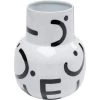 Kare Design Vases Vase En Acier Blanc Motifs Noirs H19 -Vases Soldes vase en acier blanc motifs noirs h19