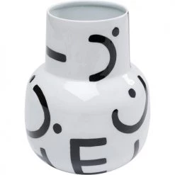Kare Design Vases Vase En Acier Blanc Motifs Noirs H19