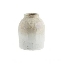 Madam Stoltz Vases Vase En Céramique Beige Et Blanc H19
