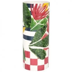 Maisons Du Monde Vases Vase En Dolomite Motifs Imprimés Vert, Blanc Et Rouge Brique H28