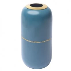 Zago Vases Vase En Fer émaillé Bleu Et Doré