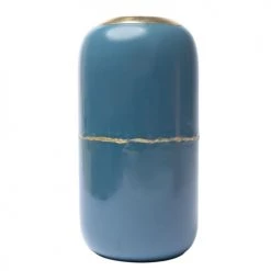 Zago Vases Vase En Fer émaillé Bleu Et Doré -Vases Soldes vase en fer emaille bleu et dore 5