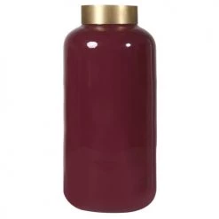 Zago Vases Vase En Fer émaillé Bordeaux Et Bague En Laiton H41cm