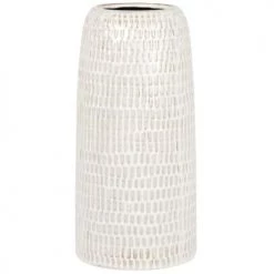 Maisons Du Monde Vases Vase En Grès Blanc Et Gris Clair H25