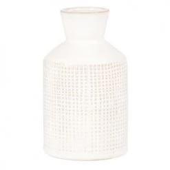 Maisons Du Monde Vases Vase En Grès Blanc Motif Quadrillé Beige H13