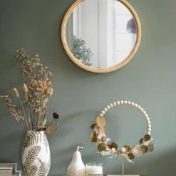 Maisons Du Monde Vases Vase En Grès Blanc Motifs Feuilles Dorées H24 -Vases Soldes vase en gres blanc motifs feuilles dorees h24 1000 15 15 216085 2