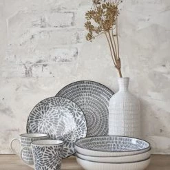 Maisons Du Monde Vases Vase En Grès Blanc Motifs Graphiques H18 -Vases Soldes vase en gres blanc motifs graphiques h18 1000 12 29 200068 8