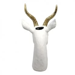 Now’s Home Vases Vase En Résine Blanc Et Or -Vases Soldes vase en resine blanc et or 3