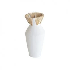 Now’s Home Vases Vase En Résine Et Rotin Blanc H37cm