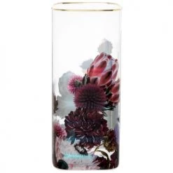 Maisons Du Monde Vases Vase En Verre Fumé à Motif Floral Violet Et Rose H23