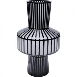 Kare Design Vases Vase En Verre Gris Clair Mat Et Noir Brillant H42