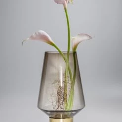 Kare Design Vases Vase En Verre Marron Et Acier Doré H40 -Vases Soldes vase en verre marron et acier dore h40 2