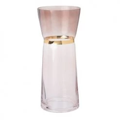Maisons Du Monde Vases Vase En Verre Rose Et Doré H27