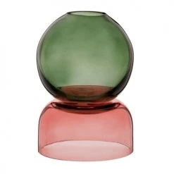 Maisons Du Monde Vases Vase En Verre Rose Et Vert H14 - Lot De 2