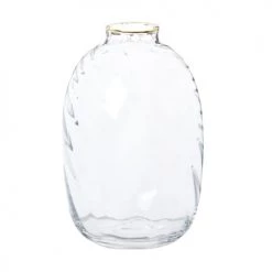 Maisons Du Monde Vases Vase En Verre Transparent Et Bandeau Doré H15