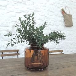 Maison Tilleul Vases Vase Façon Bonbonnière Facetté Marron -Vases Soldes vase facon bonbonniere facette marron 2