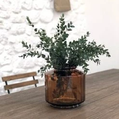 Maison Tilleul Vases Vase Façon Bonbonnière Facetté Marron -Vases Soldes vase facon bonbonniere facette marron 3