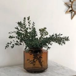 Maison Tilleul Vases Vase Façon Bonbonnière Facetté Marron -Vases Soldes vase facon bonbonniere facette marron 4