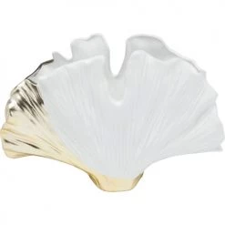 Kare Design Vases Vase Feuille De Ginkgo En Grès Blanc Et Doré H18