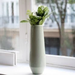 Maison Tilleul Vases Vase Fuselé En Céramique - PM Vert -Vases Soldes vase fusele en ceramique pm vert 2