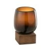 LANADECO Vases Vase Haut Sur Pied En Bois Et Verre Marron H14cm -Vases Soldes vase haut sur pied en bois et verre marron h14cm