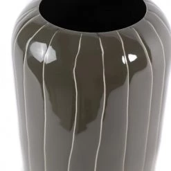 Zago Vases Vase Moderne Design Métal émaillé Gris Foncé Rayé Beige H 26 Cm -Vases Soldes vase moderne design metal emaille gris fonce raye beige h 26 cm 2