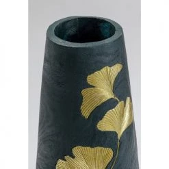 Kare Design Vases Vase Noir Feuilles De Ginkgo Dorées En Polyrésine H95 -Vases Soldes vase noir feuilles de ginkgo dorees en polyresine h95 1