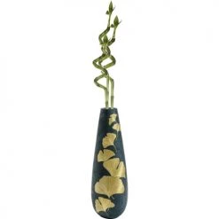 Kare Design Vases Vase Noir Feuilles De Ginkgo Dorées En Polyrésine H95 -Vases Soldes vase noir feuilles de ginkgo dorees en polyresine h95 3