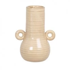 Maisons Du Monde Vases Vase Oreilles En Porcelaine Beige Brossé H14 - Lot De 2