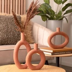 Present Time Vases Vase Ring Rond Résine Terracotta -Vases Soldes vase ring rond resine terracotta 4