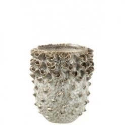 LANADECO Vases Vase Rond En Céramique Gris/bleu H19cm