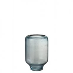 LANADECO Vases Vase Sur Pied Rond Verre Bleu Clair H27cm