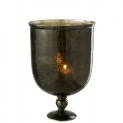 LANADECO Vases Vase Sur Pied Rond Verre Vert H45cm -Vases Soldes vase sur pied rond verre vert h45cm 2