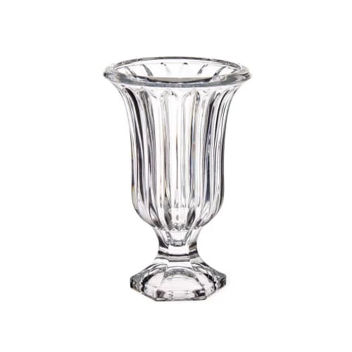 Wadiga Vases Vase Vasque En Verre Rayures - 15x15x24cm 3 Wadiga Vases Vase Vasque En Verre Rayures - 15x15x24cm