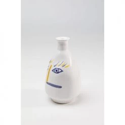 Kare Design Vases Vase Visage En Grès Blanc, Bleu Et Jaune H23 -Vases Soldes vase visage en gres blanc bleu et jaune h23 3