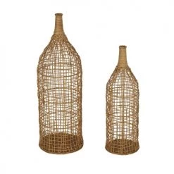 Maisons Du Monde Vases (x2) En Rotin Tressé Marron